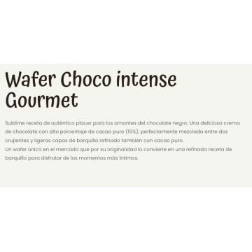 WAFER CHOCOLATE INTENSO, PAQUETE 175 GRS.