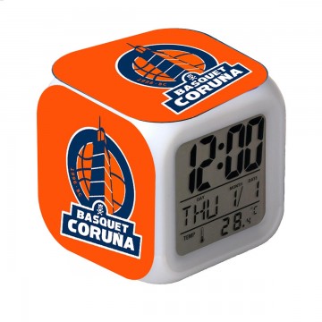 RELOJ DESPERTADOR CON ALARMA Y LECES LED BALONCESTO CORUÑA