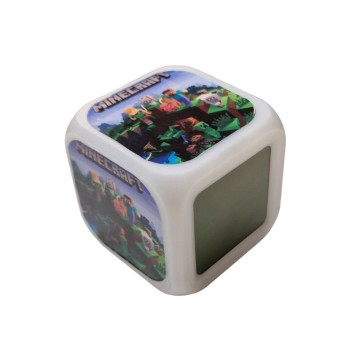 RELOJ DESPERTADOR CON ALARMA Y LUCES LED MINE  CRAFT