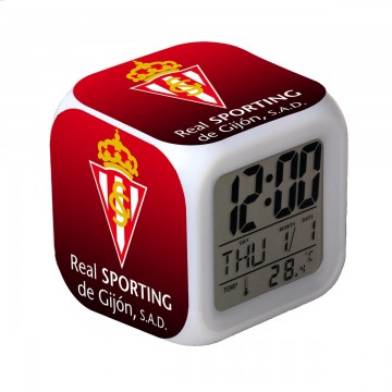 RELOJ DESPERTADOR CON LUCES LED Y ALARMA  REAL SPORTING GIJON