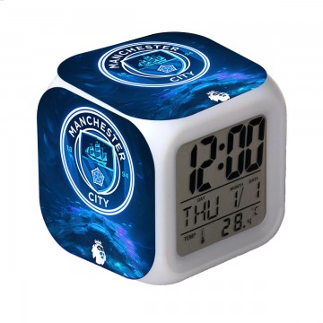 RELOJ DESPERTADOR CON LUCES Y ALARMA MANCHESTER CITY