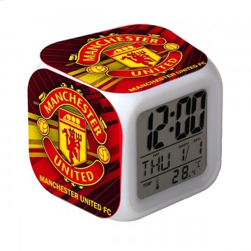 RELOJ DESPERTADOR CON ALARMA Y LUCES LED MANCHESTER UNITED