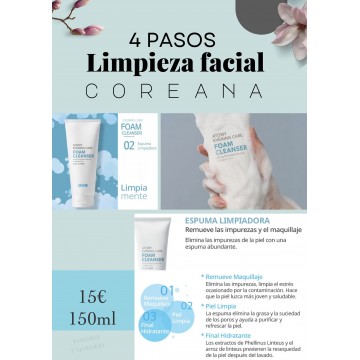 Set 4 Pasos De Limpieza Facial Coreana ATOMY: DEEP CLEANSER - FOAM CLEANSER - PEELING GEL - MASCARILLA PEEL-OFF MASK