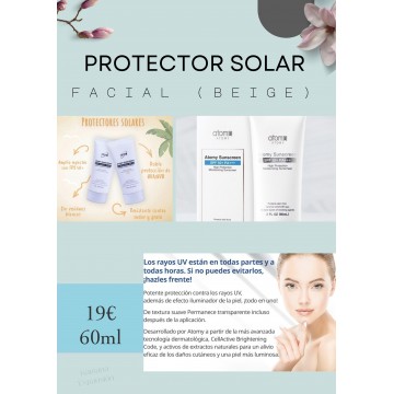 Protector Solar Facial (Beige) - 60 Ml. - ATOMY Sunscreen - Cosmética Coreana