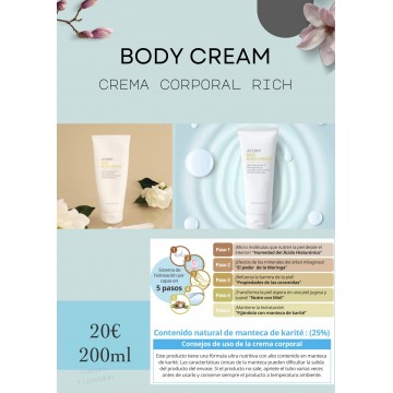 RICH BODY CREAM - 200 Ml. - ATOMY - Crema Corporal Rich - Cosmética Coreana