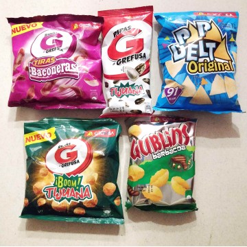 GREFUSA - Pack 5 bolsas pequeñas de snacks