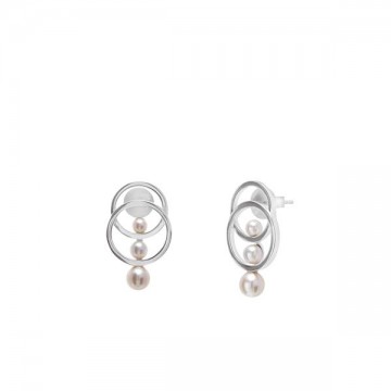 Pendientes de plata de diseño con 3 perlas