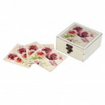 Juego 4 posavasos flores...