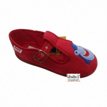 Zapatillas de rizo rojo...