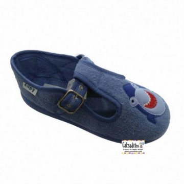 Zapatillas de rizo azul...