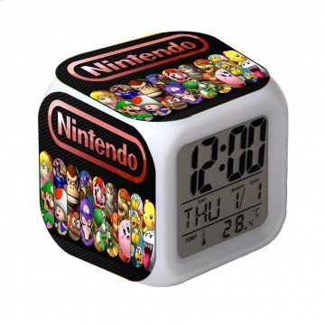 RELOJ DESPERTADOR CON ALARMA Y LUCES LED NINTENDO