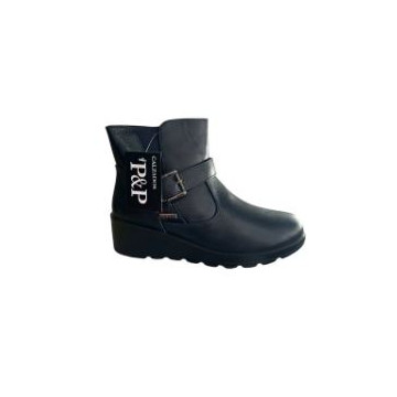 Botines Negros Cómodos de Mujer – Estilo Casual con Cuña Ligera MRB888