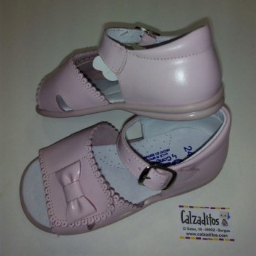 Sandalias de piel rosa para...
