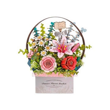 Cesta de flores de madera....