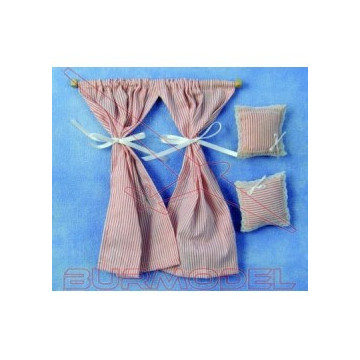 Cortinas rojo/blanco con...