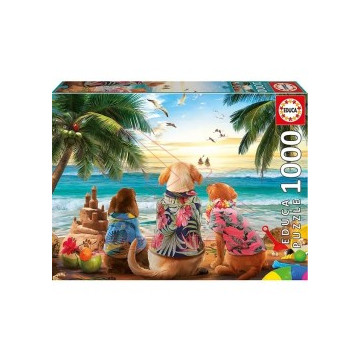 Puzzle Perros en la playa...