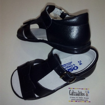 Sandalias de piel en azul...