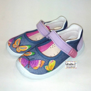 Merceditas de textil azul...