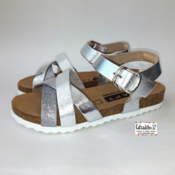 Sandalias de piel con tres...