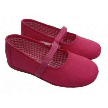 Merceditas de lona en fuxia...