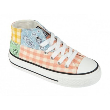 Botas de lona patchwork de...