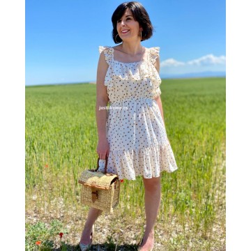 VESTIDO CORTO VOLANTES BEIGE S