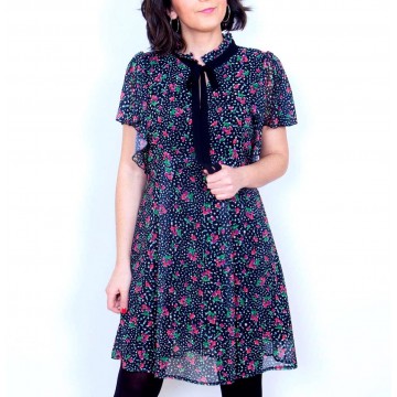 VESTIDO CORTO FLORAL LAZO U